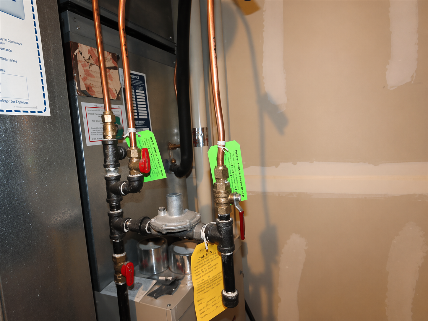 Albert Lea plumbing inspection — copper supply lines with gas shutoff valves